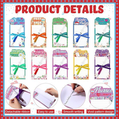 Tellingyou 30 Pcs Nurse Notepads with Pen Nurse Appreciation Gifts Nursing Student Sticky Notes Funny Nurse Memo Pads Bulk to Do List for Nurse Week Nurse Student Graduation Office Present Supply