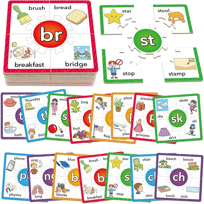 Torlam Phonics Puzzle, Rhyming Games Phonics Games Flash Cards for Kids Toddler, Learn to Read Spelling Reading Sight Words, Digraphs Blends Site Words for Preschool Kindergarten Homeschool Supplies