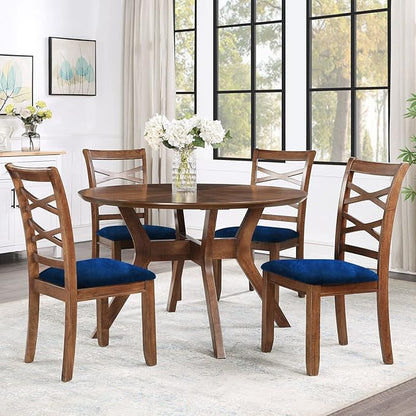 Smiry Velvet Seat Covers for Dining Room Chair Set of 4, Stretch Fit Removable Washable Chair Seat Cushion Protector Slipcovers with Ties, Federal Blue