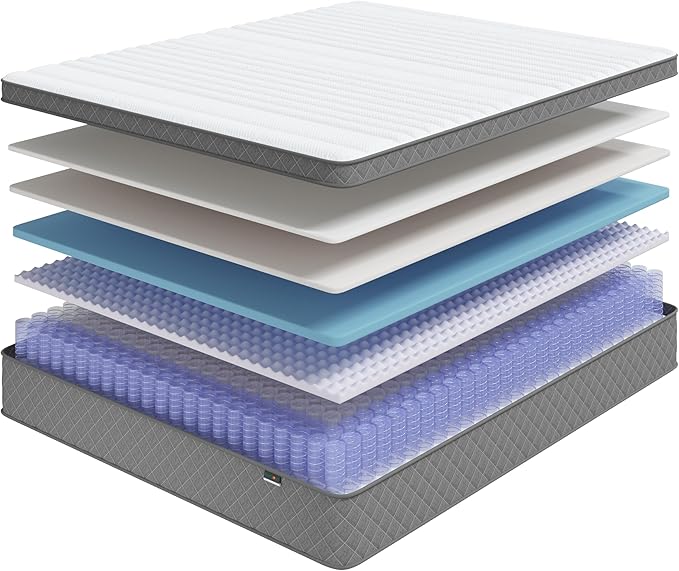 Firm Queen Mattress, 12 Inch Queen Bed Mattress in a Box，Cooling-Gel Memory Foam&Pocket Spring Hybrid, CertiPUR-US Certified, Firm