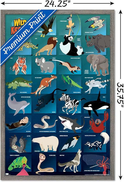 Wild Kratts - Grid Wall Poster, 34L" x 22.4W", Barnwood Framed Version