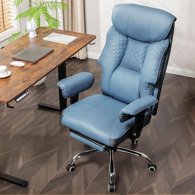 GTRACING Big and Tall Office Chair 400LBS Wide Ergonomic Gaming Chair with Deluxe Embossing Designed Leather with Foot Rest,150°Reclining Adjustable Soft Armrests Pocket Spring Back Support and Pillow