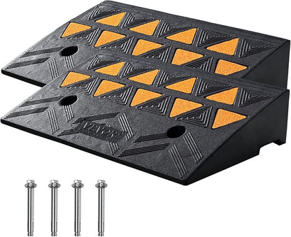VEVOR Rubber Curb Ramp 2 Pack, 4.3" Rise Height Heavy-Duty 33069 lbs/15 T Capacity Threshold Ramps, Driveway Ramps with Stable Grid Structure for Cars, Wheelchairs, Bikes, Motorcycles