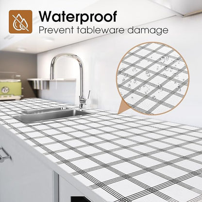 Beautysaid Shelf and Drawer Liner for Kitchen Cabinet, Non Adhesive Non Slip Shelf Paper Waterproof Washable Thickened for Dresser Pantry Shelve Bathroom Protector Liner(Plaid,23.6 in x 20 FT)