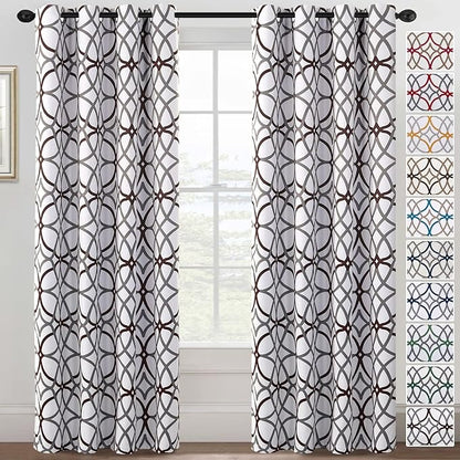 H.VERSAILTEX Blackout Curtains 84 inch Length 2 Panels Set Thermal Curtains & Drapes Window Treatment Noise Reducing Geometric Modern Grommet Living Room Curtains for Bedroom - Brown and Gray