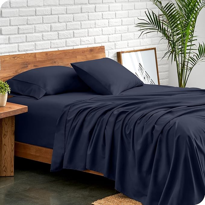 Bare Home Twin XL Sheet Set - College Dorm Size - Luxury 1800 Ultra-Soft Microfiber Twin Extra Long Sheets - Deep Pockets - Easy Fit - Extra Soft - 3 Piece Set - Bed Sheets (Twin XL, Midnight Blue)