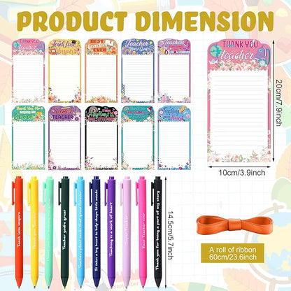 Tellingyou 30 Pcs Teacher Appreciation Gifts Teacher Notepads with Pen Floral Teacher Sticky Notes Teacher Memo Pads Bulk to Do List for Teacher's Day Birthday School Office Back to School Present