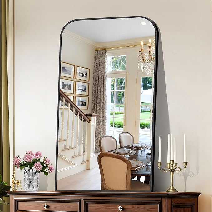 Bathroom Mirror, 24x40 inch Black Rectangle Wall Mounted Mirror with Thin Frame, Bathroom Vanity Mirrors for Over Sink, Entryway, Living Room, Bedroom