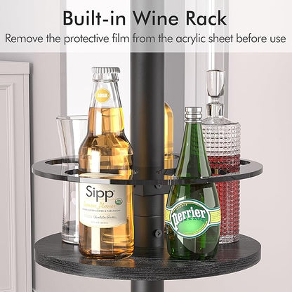 VECELO 36” High Top Bar Table, Sturdy Frame with Metal Base for Cocktail, Pub, Easy Assembly, Matte Black