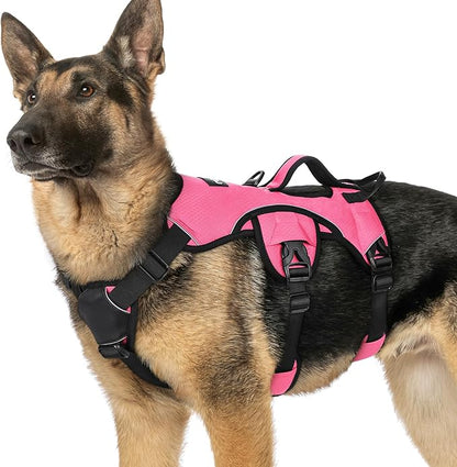 rabbitgoo Escape Proof Dog Harness, Soft Padded Full Body Pet Harness, Reflective Adjustable No Pull Vest with Lift Handle and Leash Clip for Large Dogs Walking Hiking Training, XL, Pink