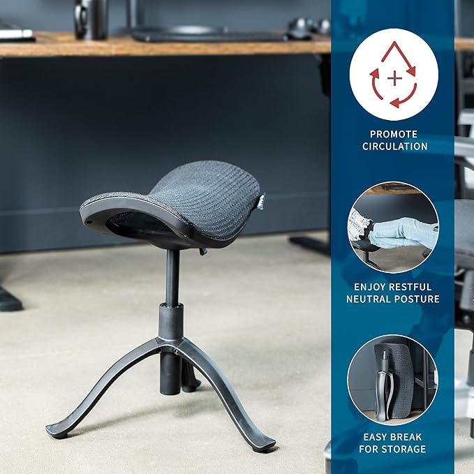 VIVO Under Desk Ottoman Foot Stool, Height Adjustable Elevated Office Leg Rest, Black, CHAIR-FR01