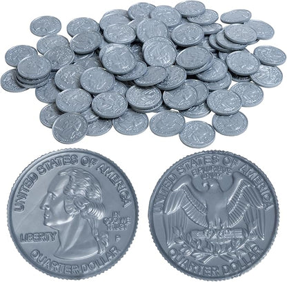 LEARNING ADVANTAGE - 7524 Learning Advantage, Play Quarters Plastic Coins - Set of 100