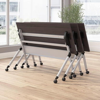 Bush Business Furniture Folding Training Table, 60 inch Desk, Commercial-Grade Bundle for Office or Classroom, Envision Collection, Gray
