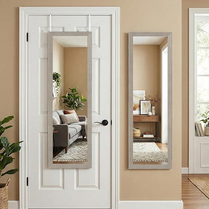 Americanflat 15x51 Over The Door Mirror - Hanging Full Length Mirrors with Engineered Wood - Modern Mirror for Bathroom, Bedroom, Living Room - Mirrors for Wall Display and Home Decor - Driftwood