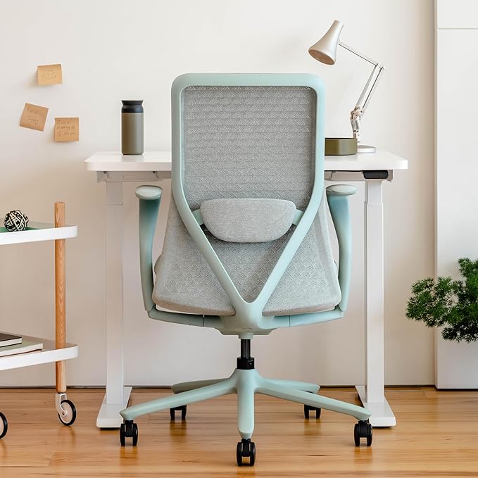 Branch Verve Chair - High Performance Executive Office Chair with Contoured Seat Back and Adjustable Lumbar Rest - High Density Foam Cushion with Aluminum Base - Up to 275 lbs - Mint