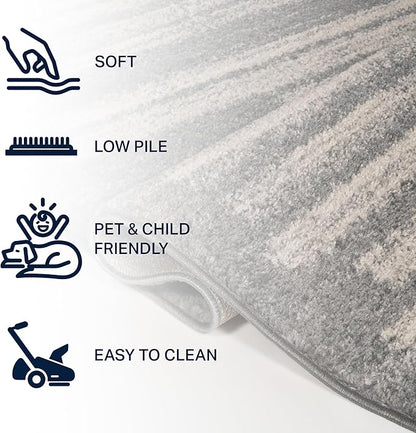 JONATHAN Y Khalil Modern Berber Stripe Gray/Cream Runner Rug, 2x8, Contemporary, Bohemian, Easy-Cleaning for Living Room, Bedroom, Kitchen, Pet Friendly, Non-Shedding (MOH207G-28)