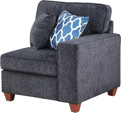 L-Shaped Sectional Couch for Living Room with Movable Ottoman&6 Throw Pillows,7 Seat Chenille Upholstered Sofa W/2 Cup Holder,USB Port&Hidden Storage Box,DIY Combination,Apartment,Dark Gray,127"
