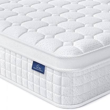 Vesgantti 10 Inch Multilayer Hybrid King Mattress - Multiple Sizes & Styles Available, Ergonomic Design with Memory Foam and Pocket Spring, Medium Firm Feel, White