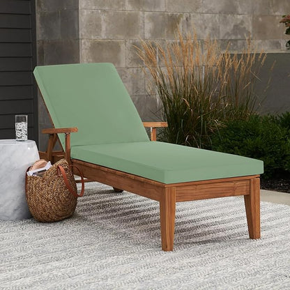 Chaise Lounge Cushions Outdoor - Waterproof and Fade Resistant Sun Lounger Replacement Cushions - Patio Lounger Pads with Removable Cover for Pool, Deck, Lawn, 72 x 21 x 3 Inch, Sage Green