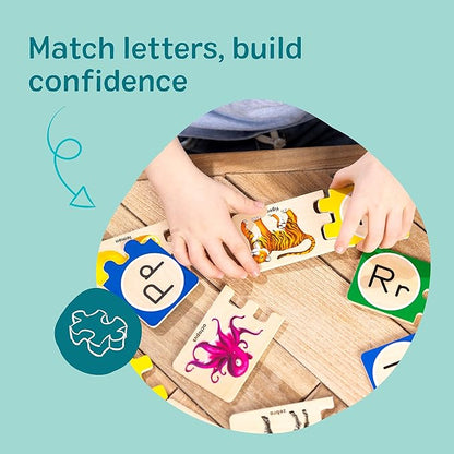 Melissa & Doug Self-Correcting Alphabet Puzzle (52 pcs) with Toy Storage Box, Wooden ABC Puzzles for Toddlers & Preschoolers, Montessori Learning Toys for Girls & Boys 4+