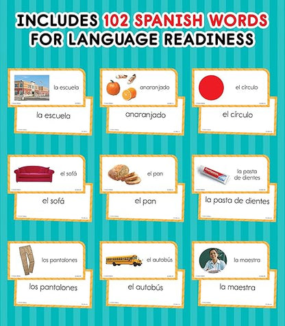 Carson Dellosa 104 Everyday Sight Words in Spanish Flash Cards for Kids, Vocabulary Flashcards for Toddlers Ages 5 and Up, Educational Games for Bilingual and ESL Learners
