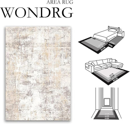 3x8 Washable Runner Rug Beige Grey Neutral Abstract Hallway Kitchen Living Room Bedroom Non Slip Throw Rug Soft Low Pile Indoor Carpet for Entrance Laundry Bathroom