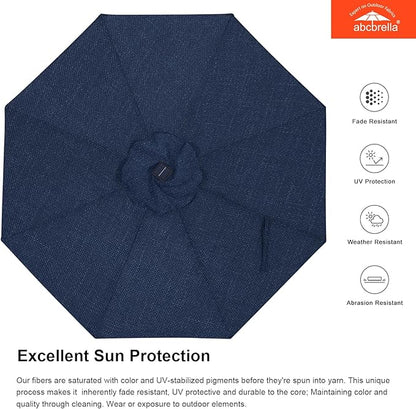 ABCCANOPY OLEFIN® 5-Year No Fading Patio Umbrella with Solar Lights (Navy Blue)