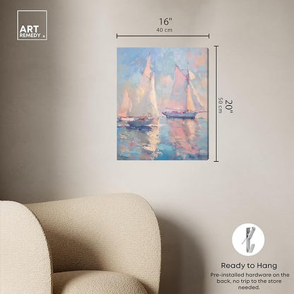 Art Remedy Set Sail Gallery Wrapped Sailing 1 Piece Canvas Wall Art, 16" x 20", Gallery Wrapped