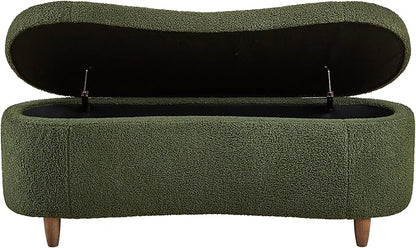 Bailey Boucle-Style Curved Storage Accent Bench
