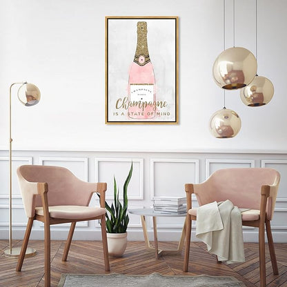 The Oliver Gal Artist Co. Drinks and Spirits Wall Art Framed Canvas Prints 'Champagne Mind Glitter' Champagne