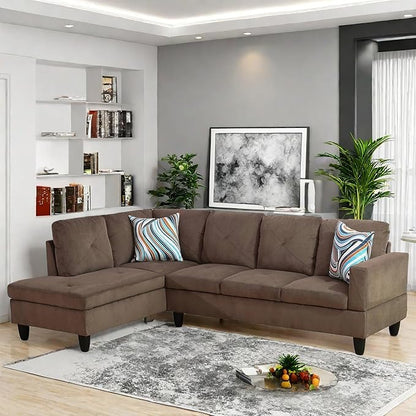 Modular Sectional Couch, L Shaped Couch with Storage, Convertible Sofa with Ottomans, Modern Sectional Sofa for Living Room and Office, 5 Seat, Brown