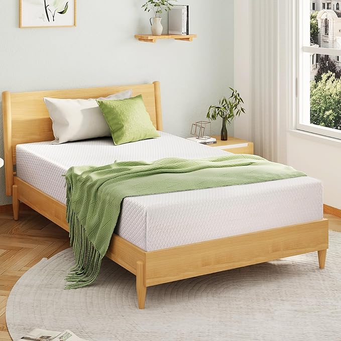 Twin XL Memory Foam Mattress, 10 Inch Bed Mattress in a Box with Cooling Green Tea Gel, Relieve Pressure with Medium Support, CertiPUR-US Certified, 80''L x 38''W, White