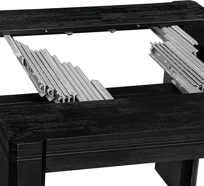 X07EL-B06-35 - 9-piece Dining Room Table Set a Rectangular Kitchen Table with a wooden Bench and 7 Doeskin Linen Fabric Dining Chair, 39x120 Inch, Wire Brushed Black