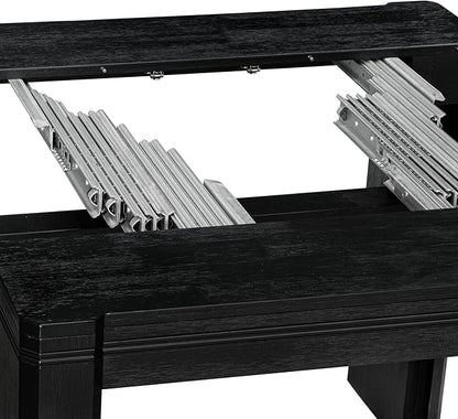 X12X1-0C6-24 14-pc Modern Dining Room Table Set a Rectangular Dining Table with a coffee Table and 12 Black Polyester Stackable Chair, 39x120 Inch, Wire Brushed Black