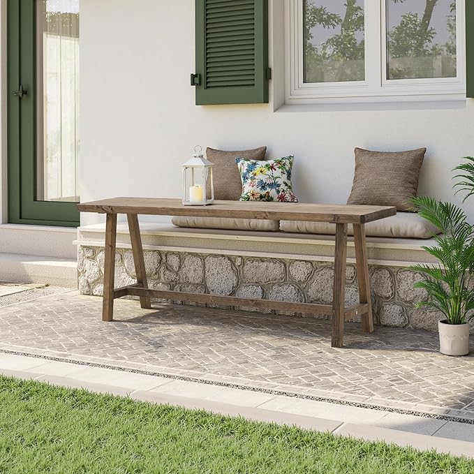 Warmiehomy Solid Wood Bench, 47.2” Rustic Farmhouse Entryway Bench for Living Room Dining Room Hallway Closet Room, Indoors & Outdoors Bench