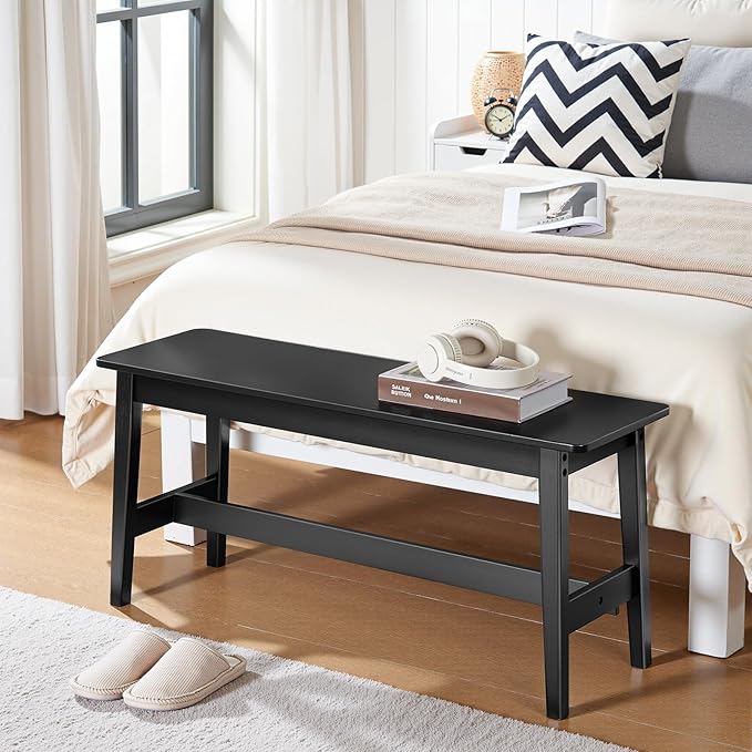 HOOBRO 39.3'' Bamboo Dining Bench, Farmhouse Kitchen Table Bench, Kitchen & Living Room Furniture, Easy to Assemble, Sturdy and Stable, Black BK03CD01G2