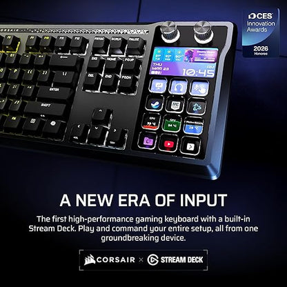 Corsair Galleon 100 SD RGB Mechanical Wired Gaming Keyboard – QWERTY US, Stream Deck-Integrated, Pre-Lubed MLX Pulse Thocky Hotswappable PBT Double-Shot Switches, FlashTap SOCD, 8,000Hz – Black