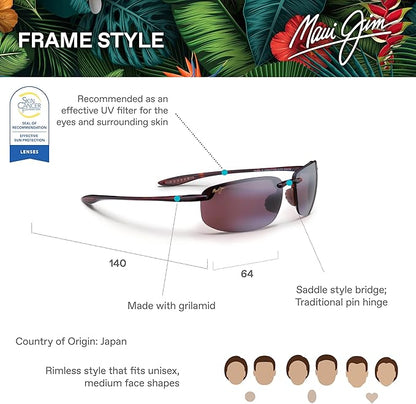 Maui Jim Polarized Men's and Women's Hookipa Rectangular Sunglasses