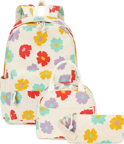 Bluboon School Backpack Set Girls Womens Laptop Bookbag Casual Daypack Fits 15 inch Laptop with Lunch Tote Bag and Pencil Bag