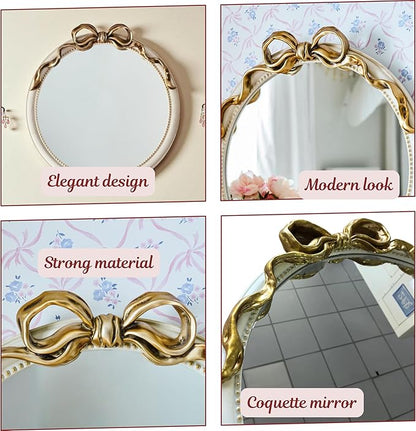 24-Inch Gold Bow Resin Mirror – Perfect Decorative Accent for Nursery and Elegant Baby Room Decor (Gold_1, 24in)