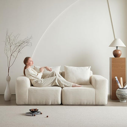 Swbvs Futon Sofa Bed, Sectional Small Couch, Sleeper Sofa, Loveseat, Modern Futon Couch, Sofa Cama, Couches for Living Room, Bedroom, Beige