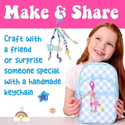 Creativity for Kids Backpack Keychains Mini Kit | Make 2 Trendy Keychains with Beads & Charms | DIY Craft Kit for Kids | Great for Travel, Parties & Gifts | Easter Basket Stuffers (Ages 6+)