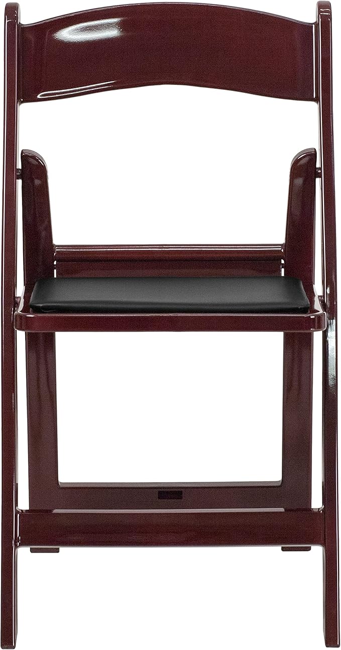 Flash Furniture Hercules™ Series Folding Chair - Red Mahogany Resin – 1000LB Weight Capacity Comfortable Event Chair - Light Weight Folding Chair