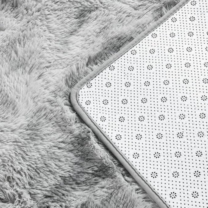 Large Shag Area Rugs 10 x 14, Tie-Dyed Plush Fuzzy Rugs for Living Room, Ultra Soft Fluffy Furry Rug for Bedroom, Anti-Skid Indoor Carpet Nursery Rugs for Kids Room Home Decor, Light Grey