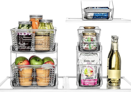 madesmart 2 Tier Organizer, Under Cabinet Storage with Pull Out Sliding Drawers, for Cleaning Supplies, Undersink, Sponges, Bottles & Bath, Adjustable Dividers & Pull Out Baskets, Grey
