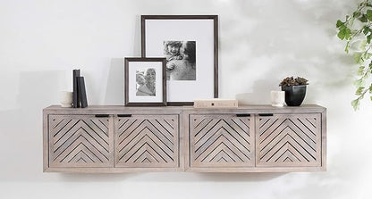Kate and Laurel Mezzeta Decorative Coastal 2-Door Wall Cabinet, 30 x 10 x 14, Whitewash, Decorative Modern Storage Cabinet with Doors