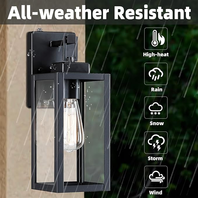 12 Inch Outdoor Wall Lights Dusk to Dawn,Exterior Sconce Lights with Sensor Photocell Black Wall Lantern for Porch Patio Garage Dusk to Dawn Outdoor Lighting