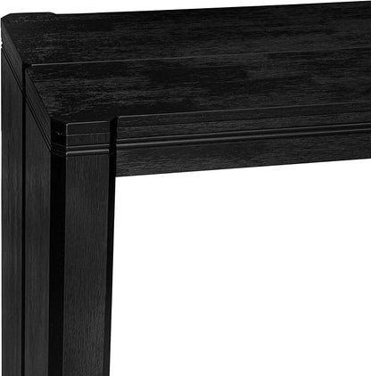 X07EL-B06-35 - 9-piece Dining Room Table Set a Rectangular Kitchen Table with a wooden Bench and 7 Doeskin Linen Fabric Dining Chair, 39x120 Inch, Wire Brushed Black
