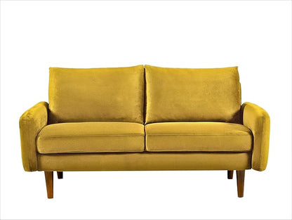 Container Furniture Direct Kent Velvet Loveseat Sofa for Modern Living Rooms and Compact Spaces, Comfy 2 Seater Couch Studio Apartment Furniture with Sleek Design, Greenish Yellow