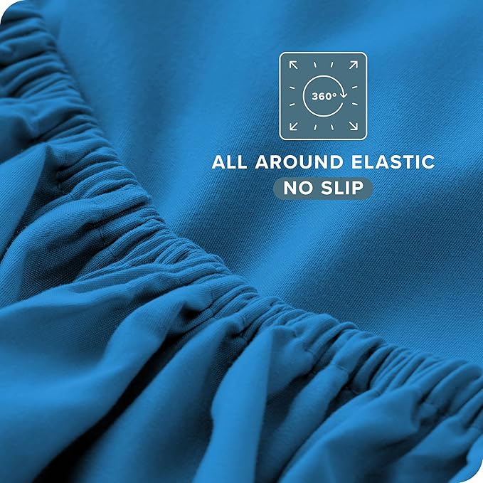 Bare Home Queen Sheet Set - Luxury 1800 Ultra-Soft Microfiber Bed Sheets - Double Brushed - Deep Pockets - Easy Fit - 4 Piece Set - Bedding Sheets & Pillowcases (Queen, Medium Blue)